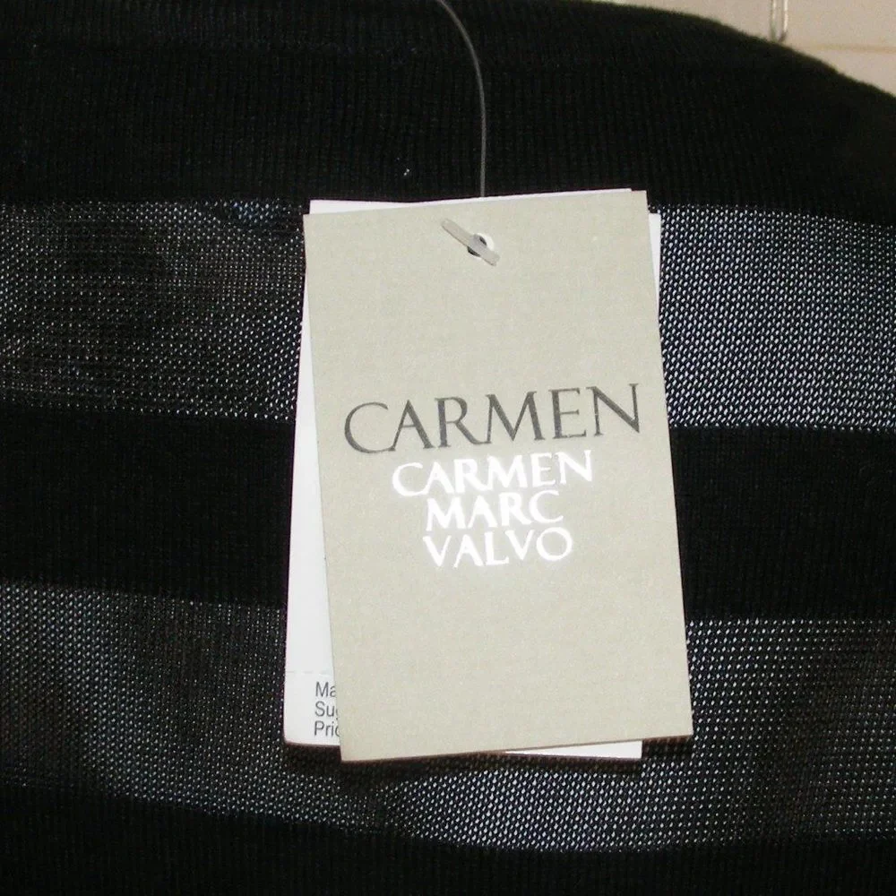 new CARMEN MARC VALVO Top, L, Knit, Sheer stripes. Black, Short sleeves - Picture 8 of 12
